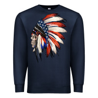 Navy 4th of July Indian Headdress Gypsy Spirit Skull Premium Sweatshirt - Jasminsmagicworld