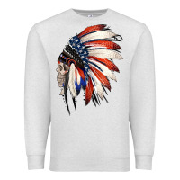 Oatmeal Heather 4th of July Indian Headdress Gypsy Spirit Skull Premium Sweatshirt - Jasminsmagicworld