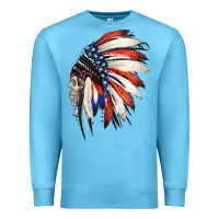 Ocean Blue 4th of July Indian Headdress Gypsy Spirit Skull Premium Sweatshirt - Jasminsmagicworld