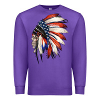 Purple 4th of July Indian Headdress Gypsy Spirit Skull Premium Sweatshirt - Jasminsmagicworld