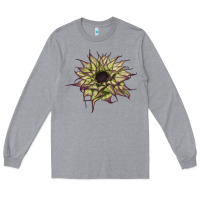 Heather Grey sun   fill purple sunflower Long Sleeve Tee - LillyAllenDesigns