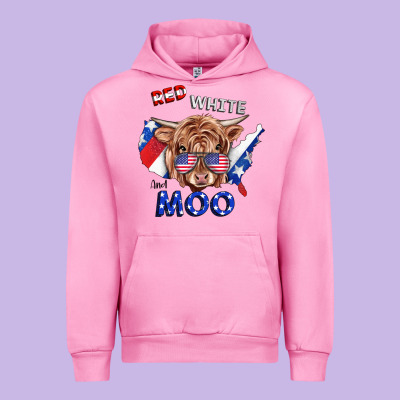 Red White And Moo Cow Urban Hoodie Designed By Ranaportraitstore