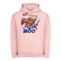 Pigment Salmon Red White And Moo Cow Urban Hoodie - RanaPortraitStore