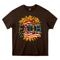 Chocolate Brown Faith USA Heavy Core Tee - FaDigitalArtStudio