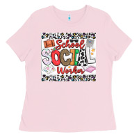 Bubblegum Pink School Social Worker Ladies Tee - CowhideDigitalArt