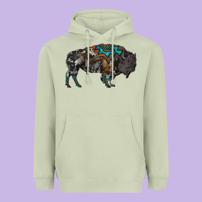 Cowhide Bison Heavyweight Hoodie Designed By Ranaportraitstore