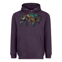 Plum cowhide bison Heavyweight Hoodie - RanaPortraitStore