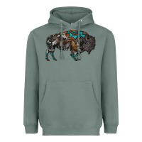 Sage cowhide bison Heavyweight Hoodie - RanaPortraitStore