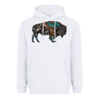 White cowhide bison Heavyweight Hoodie - RanaPortraitStore