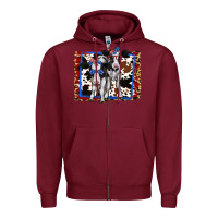Burgundy 4th of July Cows Holstein Cows Zipper Hoodie - Jasminsmagicworld