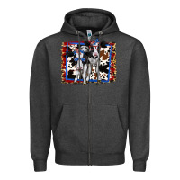 Charcoal Heather 4th of July Cows Holstein Cows Zipper Hoodie - Jasminsmagicworld