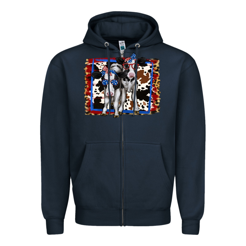 4th Of July Cows Holstein Cows Zipper Hoodie by Jasminsmagicworld | Teevron