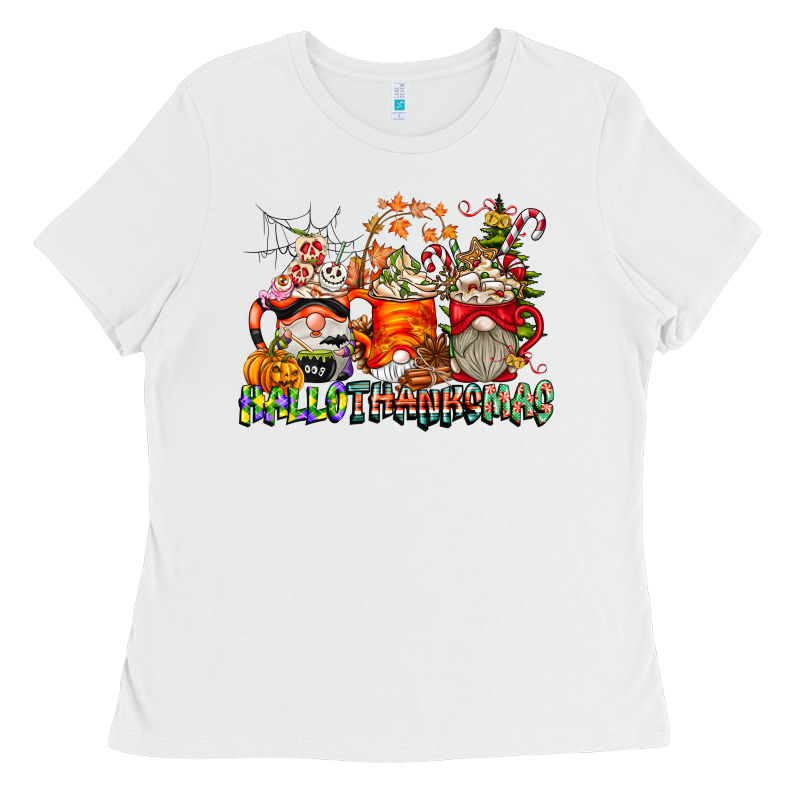 Hallothanksmas Gnome Coffee Cups Ladies Tee by CowhideDigitalArt | Teevron