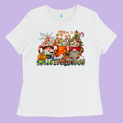 Hallothanksmas Gnome Coffee Cups Ladies Tee Designed By Cowhidedigitalart