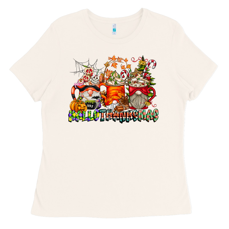 Hallothanksmas Gnome Coffee Cups Ladies Tee by CowhideDigitalArt | Teevron