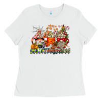 White Hallothanksmas Gnome Coffee Cups Ladies Tee - CowhideDigitalArt