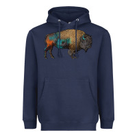 Navy leopard bison Heavyweight Hoodie - RanaPortraitStore