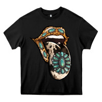 Black Turquoise Gemstone Leopard Cowhide Tongue Heavy Core Tee - Jasminsmagicworld