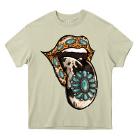 Mossy Turquoise Gemstone Leopard Cowhide Tongue Heavy Core Tee - Jasminsmagicworld