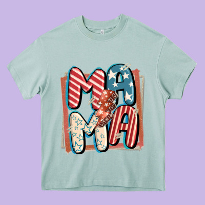 4th Of July Mama With Lightning Bolt Heavy Core Tee Designed By Fadigitalartstudio