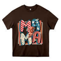 Chocolate Brown 4th of July mama with lightning bolt Heavy Core Tee - FaDigitalArtStudio
