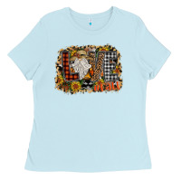 Baby Blue Love Fall Ladies Tee - CowhideDigitalArt