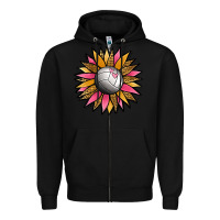 Black Volleyball Sunflower Zipper Hoodie - Jasminsmagicworld