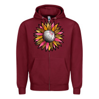 Burgundy Volleyball Sunflower Zipper Hoodie - Jasminsmagicworld