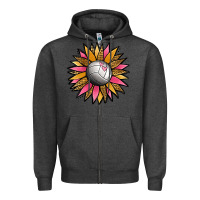 Charcoal Heather Volleyball Sunflower Zipper Hoodie - Jasminsmagicworld