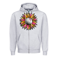 Heather Grey Volleyball Sunflower Zipper Hoodie - Jasminsmagicworld