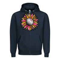 Navy Volleyball Sunflower Zipper Hoodie - Jasminsmagicworld