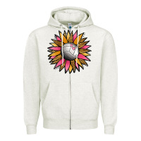 Oatmeal Heather Volleyball Sunflower Zipper Hoodie - Jasminsmagicworld