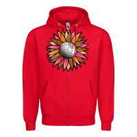 Red Volleyball Sunflower Zipper Hoodie - Jasminsmagicworld
