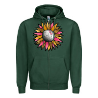 Sports Green Volleyball Sunflower Zipper Hoodie - Jasminsmagicworld