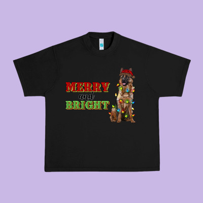 Merry And Bright German Shepherd Urban Heavy Tee Designed By Ranaportraitstore