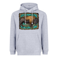 Heather Grey bison with gemstone background Heavyweight Hoodie - RanaPortraitStore