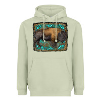 Matcha bison with gemstone background Heavyweight Hoodie - RanaPortraitStore