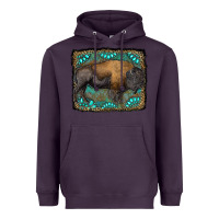 Plum bison with gemstone background Heavyweight Hoodie - RanaPortraitStore