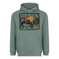 Sage bison with gemstone background Heavyweight Hoodie - RanaPortraitStore