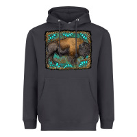 Smoke bison with gemstone background Heavyweight Hoodie - RanaPortraitStore