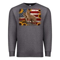 Charcoal Heather American Wolves with Sunflower Background Png Premium Sweatshirt - Jasminsmagicworld