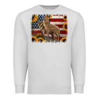 Dove Grey American Wolves with Sunflower Background Png Premium Sweatshirt - Jasminsmagicworld
