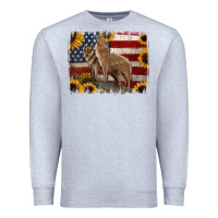 Heather Grey American Wolves with Sunflower Background Png Premium Sweatshirt - Jasminsmagicworld