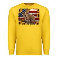 American Wolves With Sunflower Background Png Premium Sweatshirt | Teevron