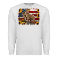 Oatmeal Heather American Wolves with Sunflower Background Png Premium Sweatshirt - Jasminsmagicworld