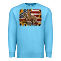Ocean Blue American Wolves with Sunflower Background Png Premium Sweatshirt - Jasminsmagicworld