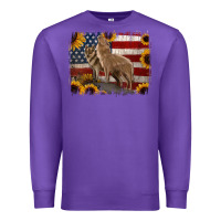 Purple American Wolves with Sunflower Background Png Premium Sweatshirt - Jasminsmagicworld
