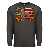 Smoke American Wolves with Sunflower Background Png Premium Sweatshirt - Jasminsmagicworld