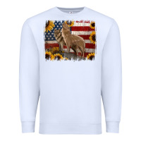 White American Wolves with Sunflower Background Png Premium Sweatshirt - Jasminsmagicworld