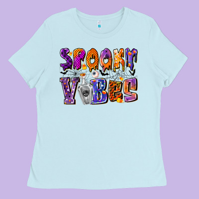 Spooky Vibes Ladies Tee Designed By Cowhidedigitalart